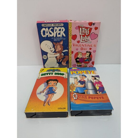VHS Lot of 4 Children's Shows Casper, The Little Lulu Show, Betty Boop, Popeye - Picture 1 of 6